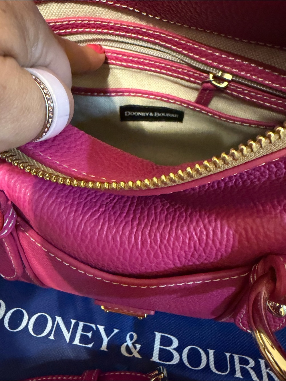 Dooney & Bourke Lucca Pink Pebbled Leather Satchel - Picture 3 of 10